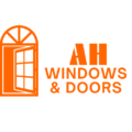 Logo of AH Windows and Doors featuring an open window and text in orange.
